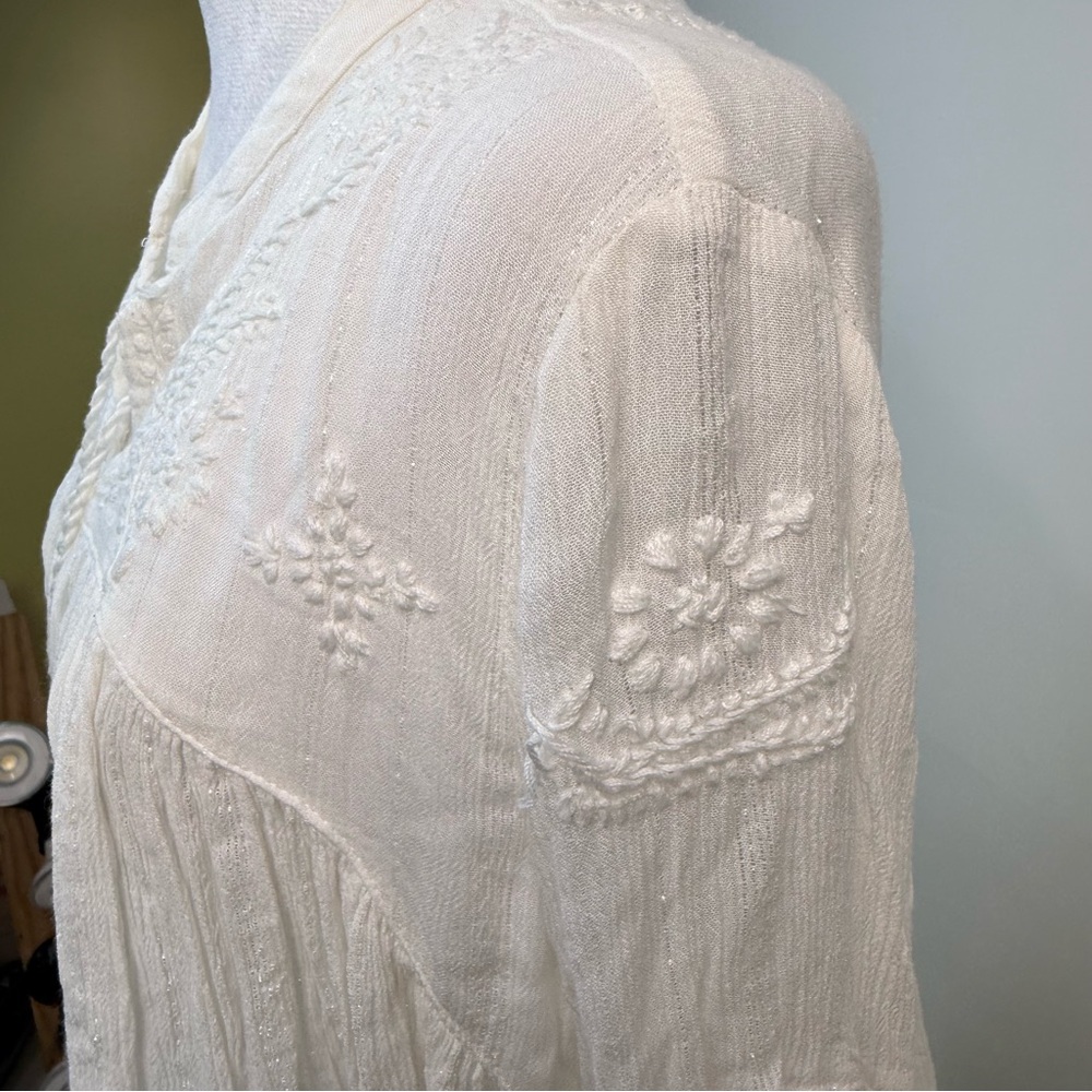 Rachel Zoe Ivory Embroidered Boho Tunic Top | Like New | Bohemian - Picture 13 of 17